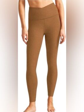 Beyond Yoga At Your Leisure Caramel Toffee Heather Sz M Spacedye Leggings Yoga